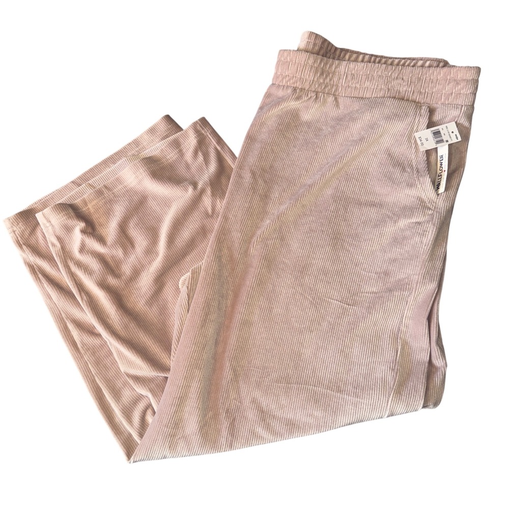 WALLFLOWER Women's Wide Leg Elastic Waist Corduroy Pants Pink Size 3X NWT